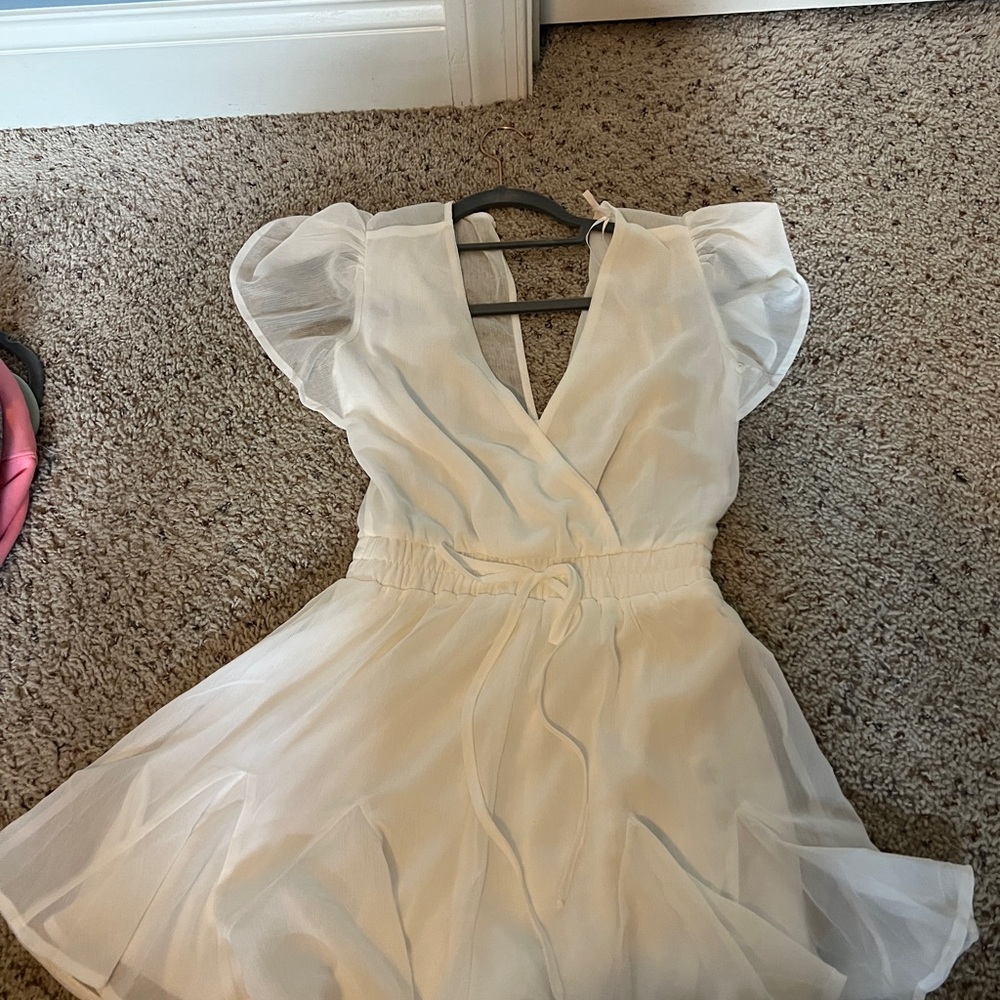 White Romper with Flutter Sleeves